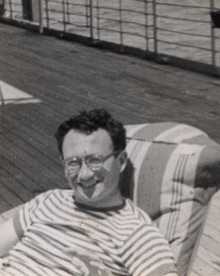 Feb 2, 1955.   My 25-year old dad relaxing under the sun on a boat going to the USA from Argentina.