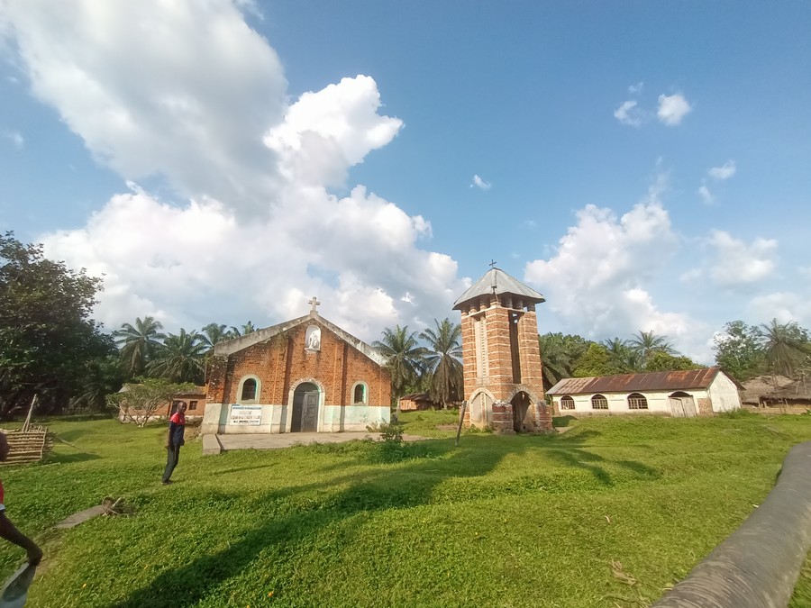 Imbonga village church, built in 1940 by Belgian missionaries