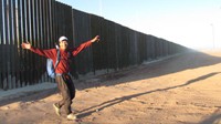 The new wall at the Mexico-USA border.