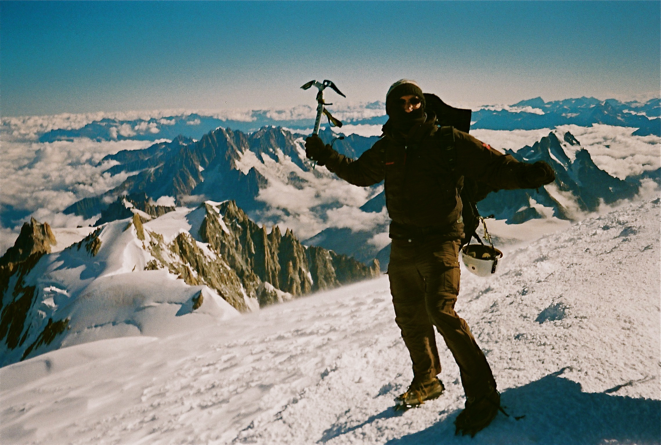 Francis Tapon on the summit of Mont Blanc 4,810 meters (15,781 feet).