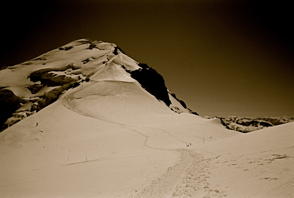 Footprints up Mont Blanc